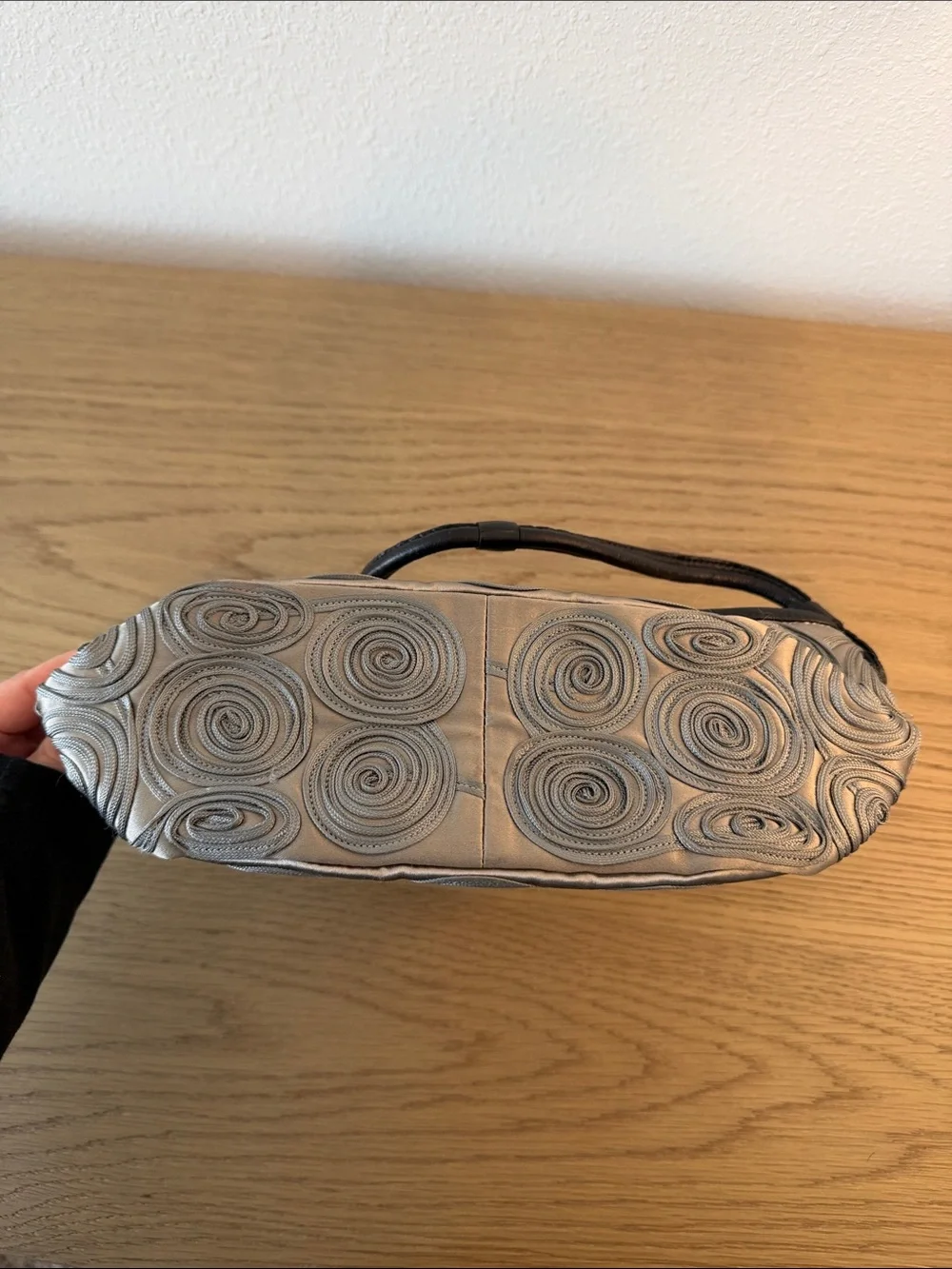 Giorgio Armani Gray Spiral Rosette Wristlet Clutch